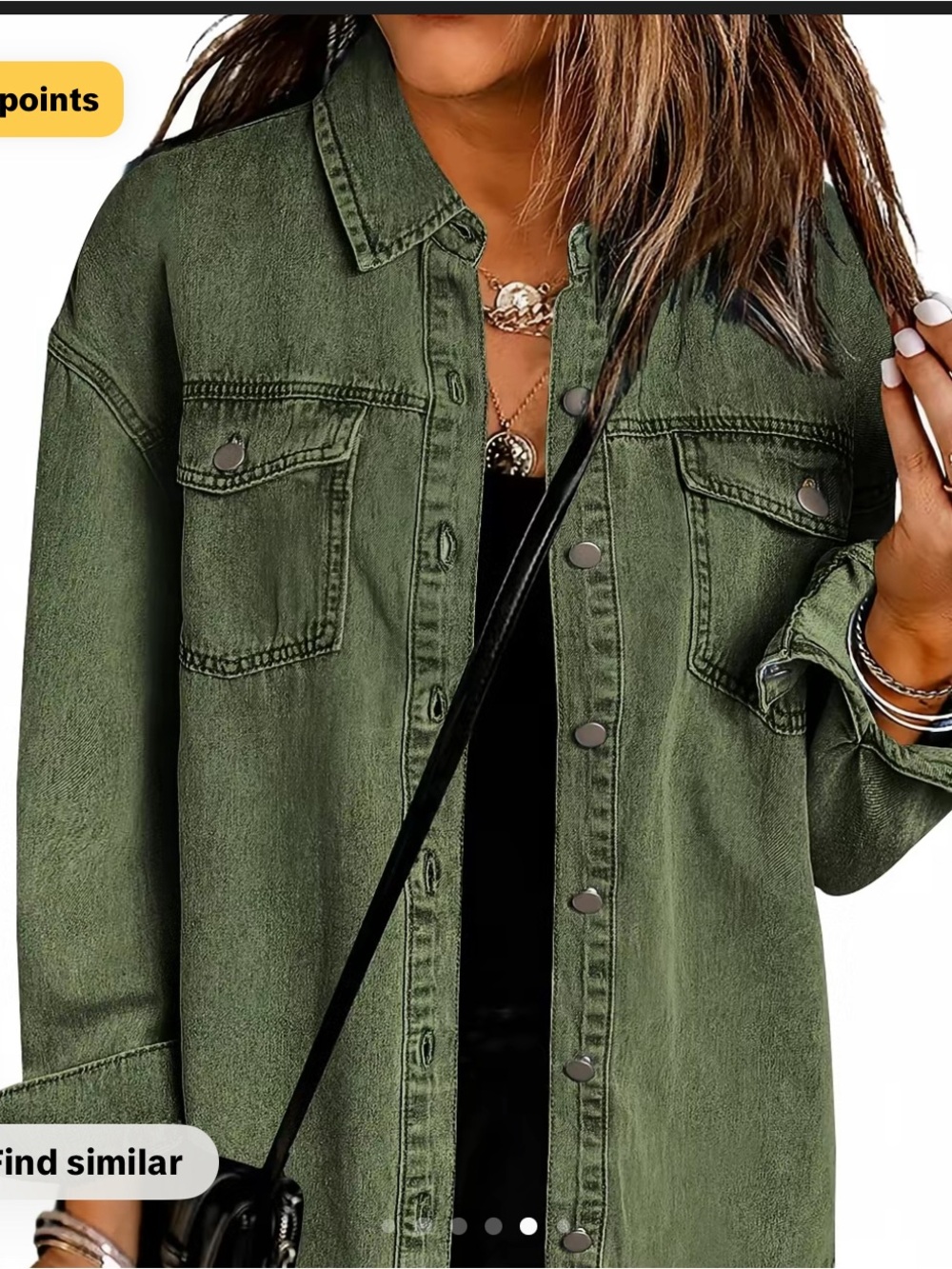 Olive Green Oversized Denim Jacket - Women's